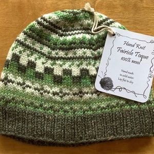 Hand knit “Fairisle” toque. 100% wool. NWT